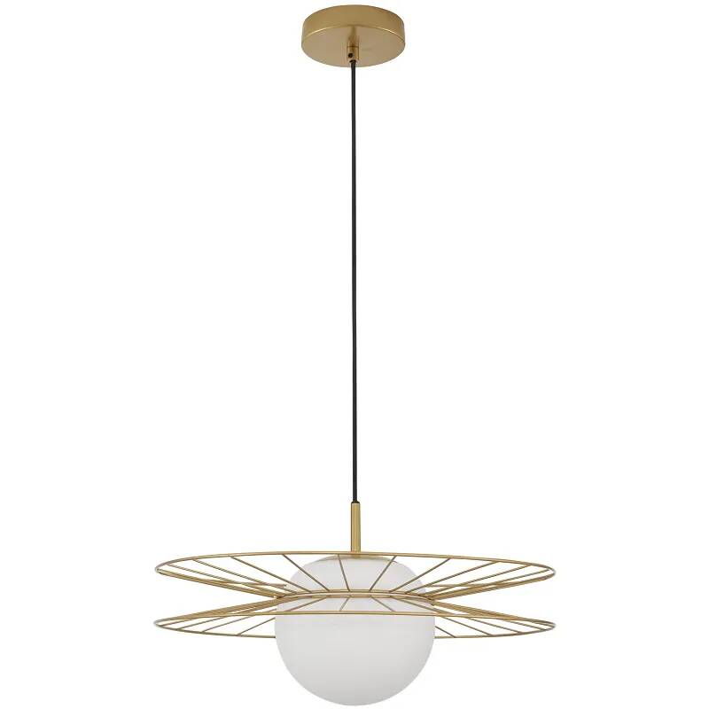 Lampe suspension à LED en verre blanc et métal doré Ø45