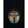 Lampe suspension à LED en verre fumé et métal doré Ø18