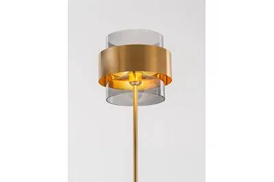 Lampadaire à LED en verre fumé et métal doré H154