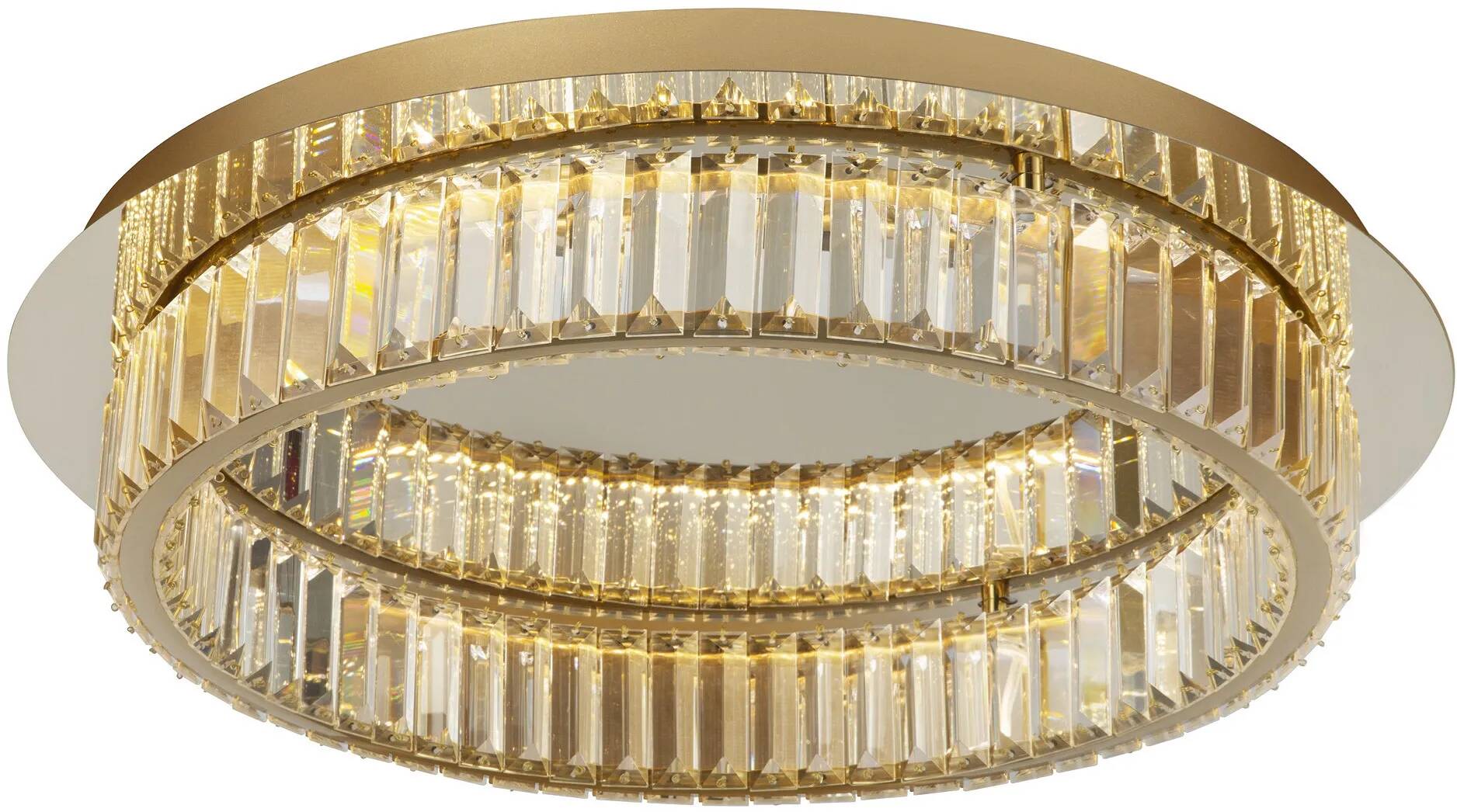 Plafonnier à LED en cristal et métal doré Ø42