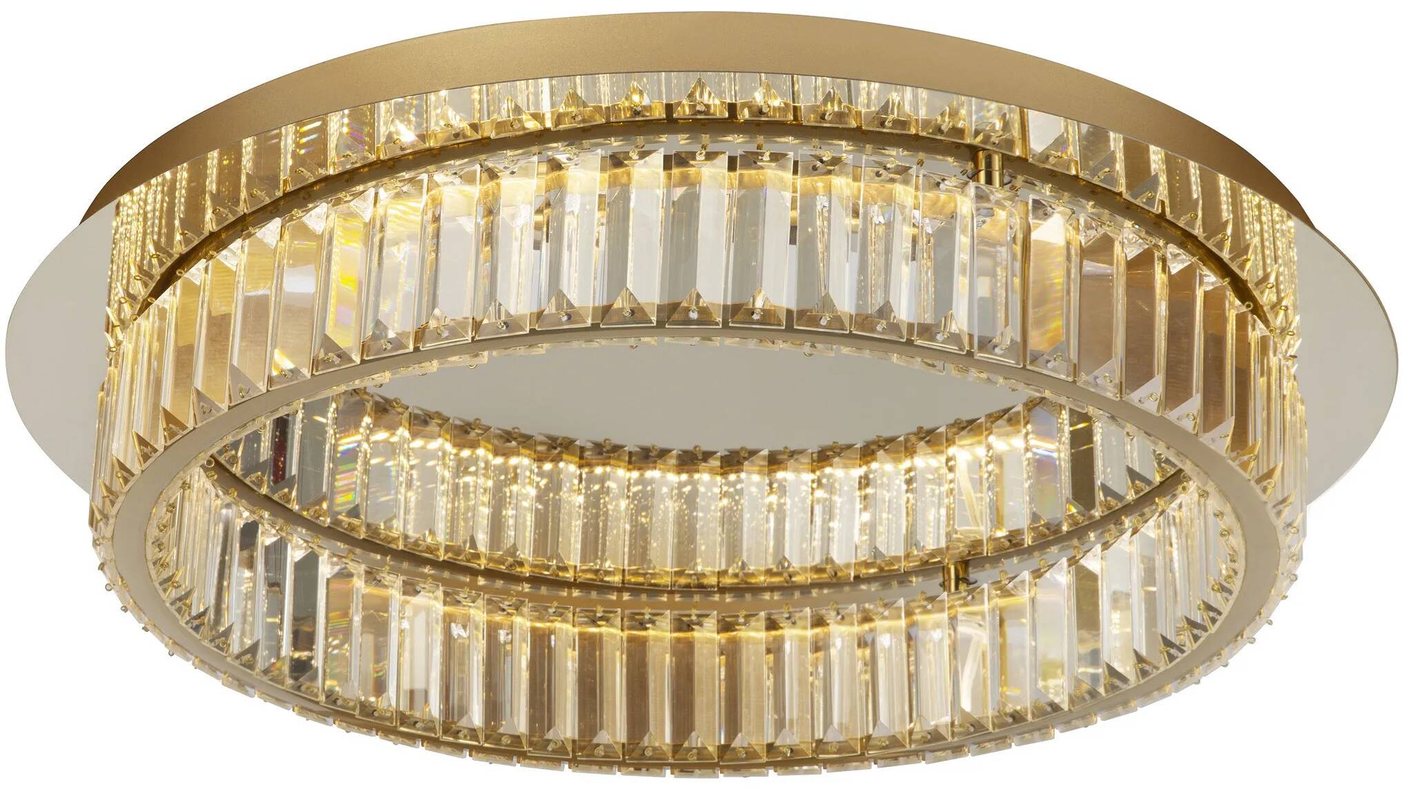 Plafonnier à LED en cristal et métal doré Ø60