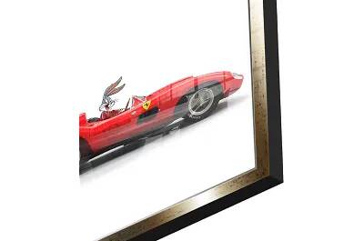 Tableau acrylique Bugs Bunny Ferrari doré antique