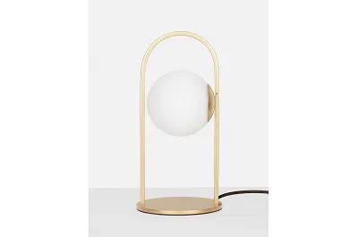 Lampe de table à LED en verre blanc et métal doré