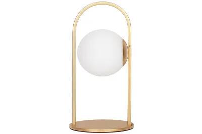 Lampe de table à LED en verre blanc et métal doré