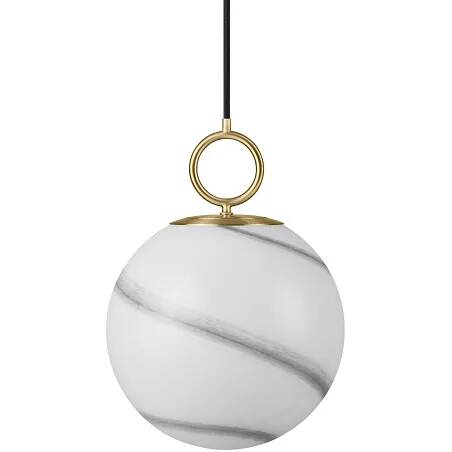 Lampe suspension en verre aspect marbre gris et métal laiton Ø24
