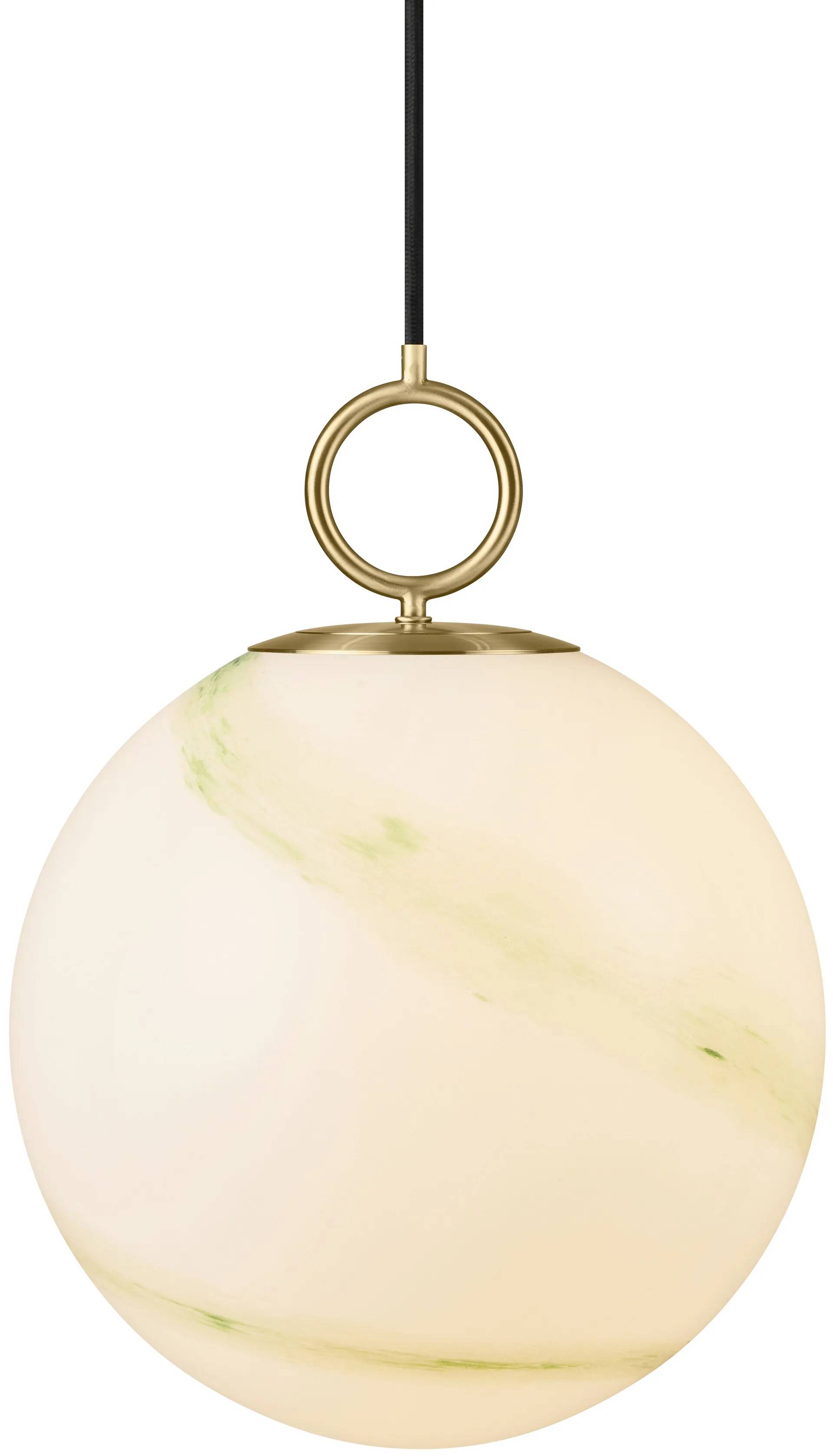 Lampe suspension en verre aspect marbre vert et métal laiton Ø30