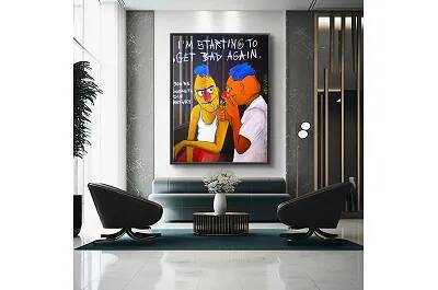 Tableau acrylique Ernie and Bert noir
