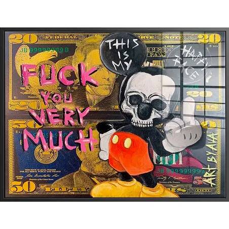 Tableau acrylique Badass Mickey Mouse noir