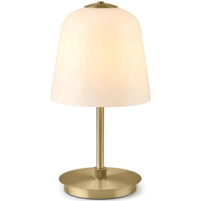Lampe de table à LED en métal laiton et verre blanc H28