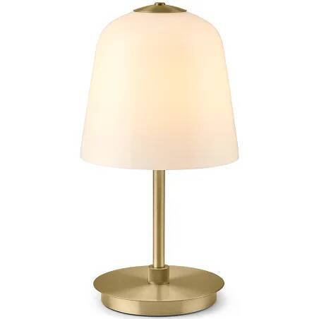 Lampe de table à LED en métal laiton et verre blanc H28