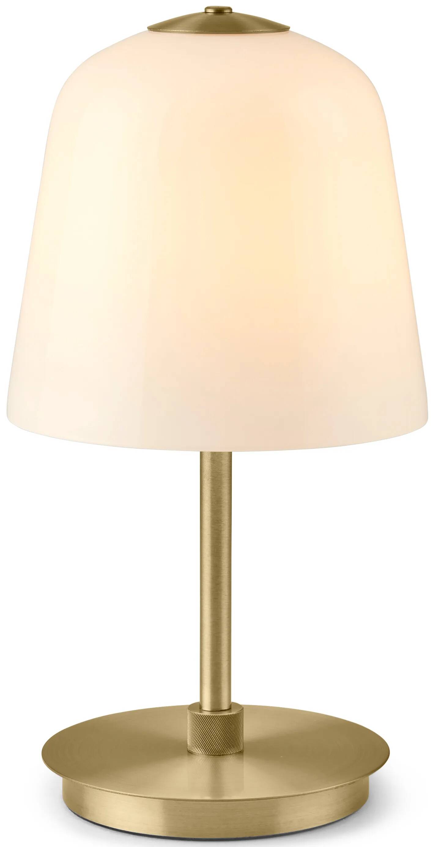 Lampe de table à LED en verre blanc et métal laiton