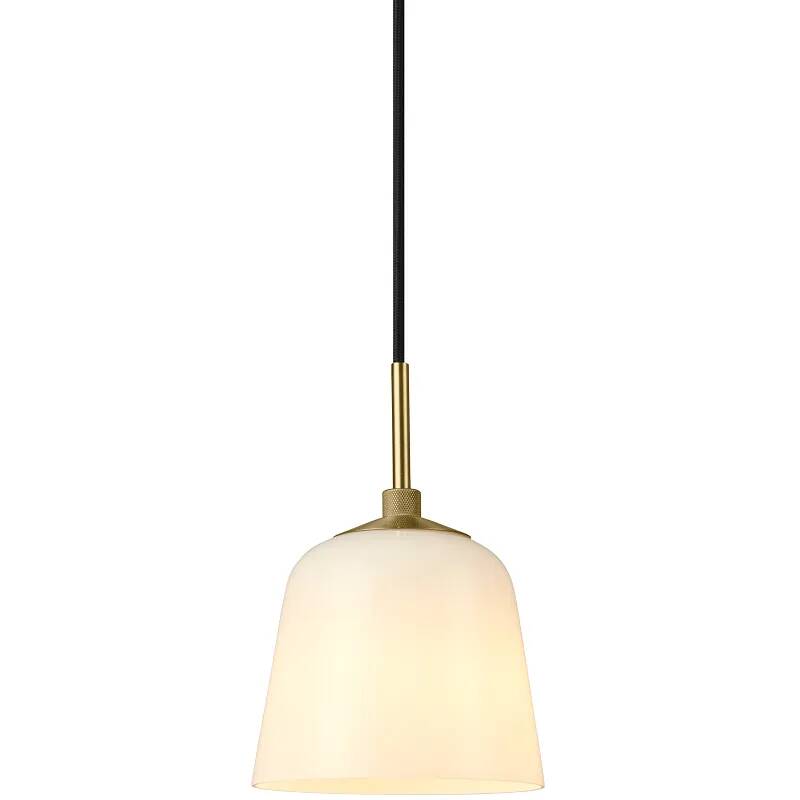 Lampe suspension en verre blanc et métal laiton Ø15