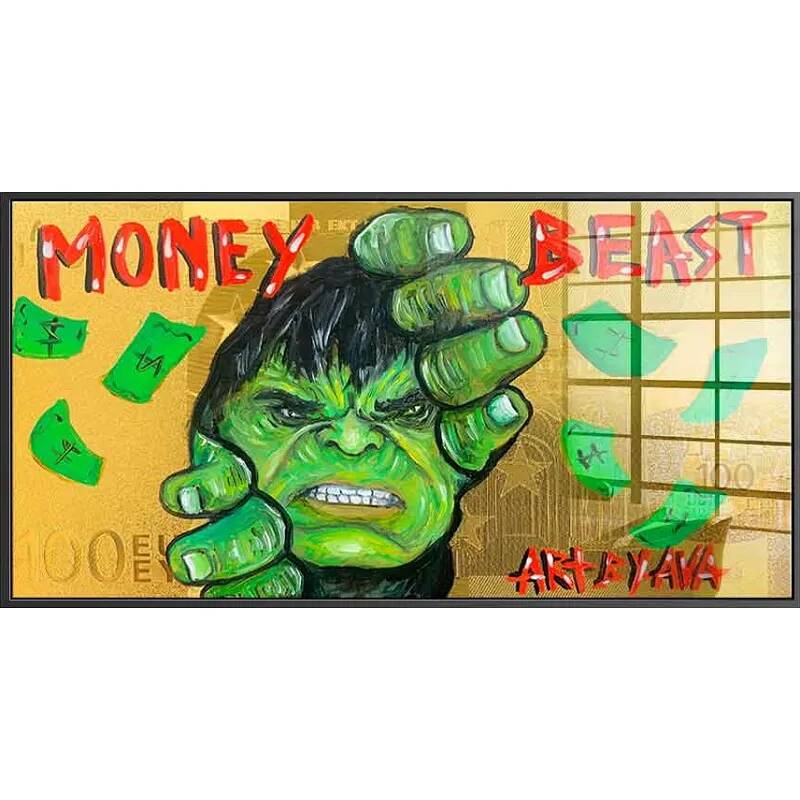 Tableau acrylique Money Hulk noir