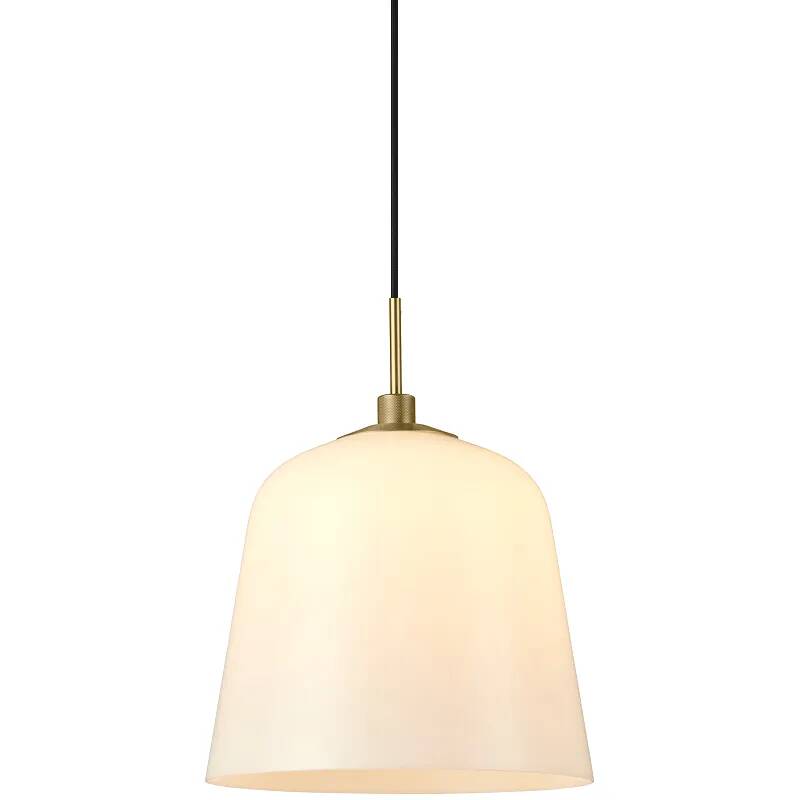 Lampe suspension en verre blanc et métal laiton Ø30