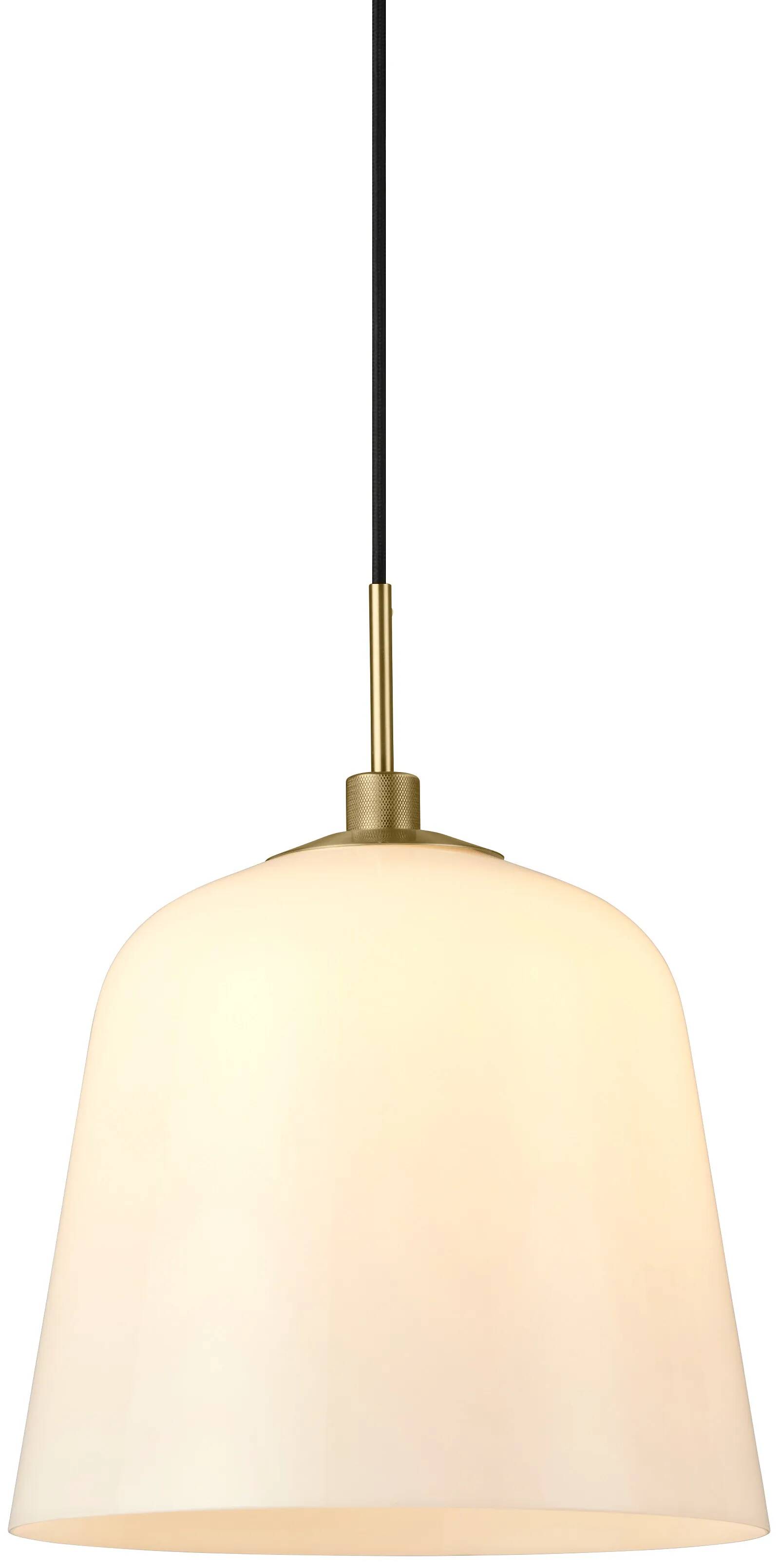Lampe suspension en verre blanc et métal laiton Ø30