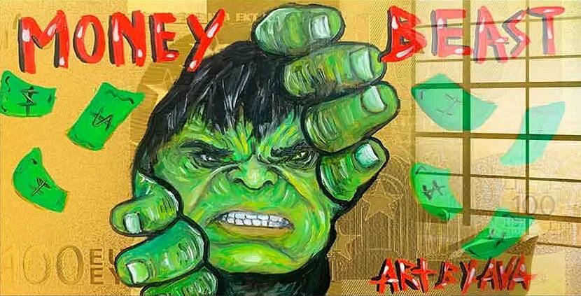 Tableau acrylique Money Hulk