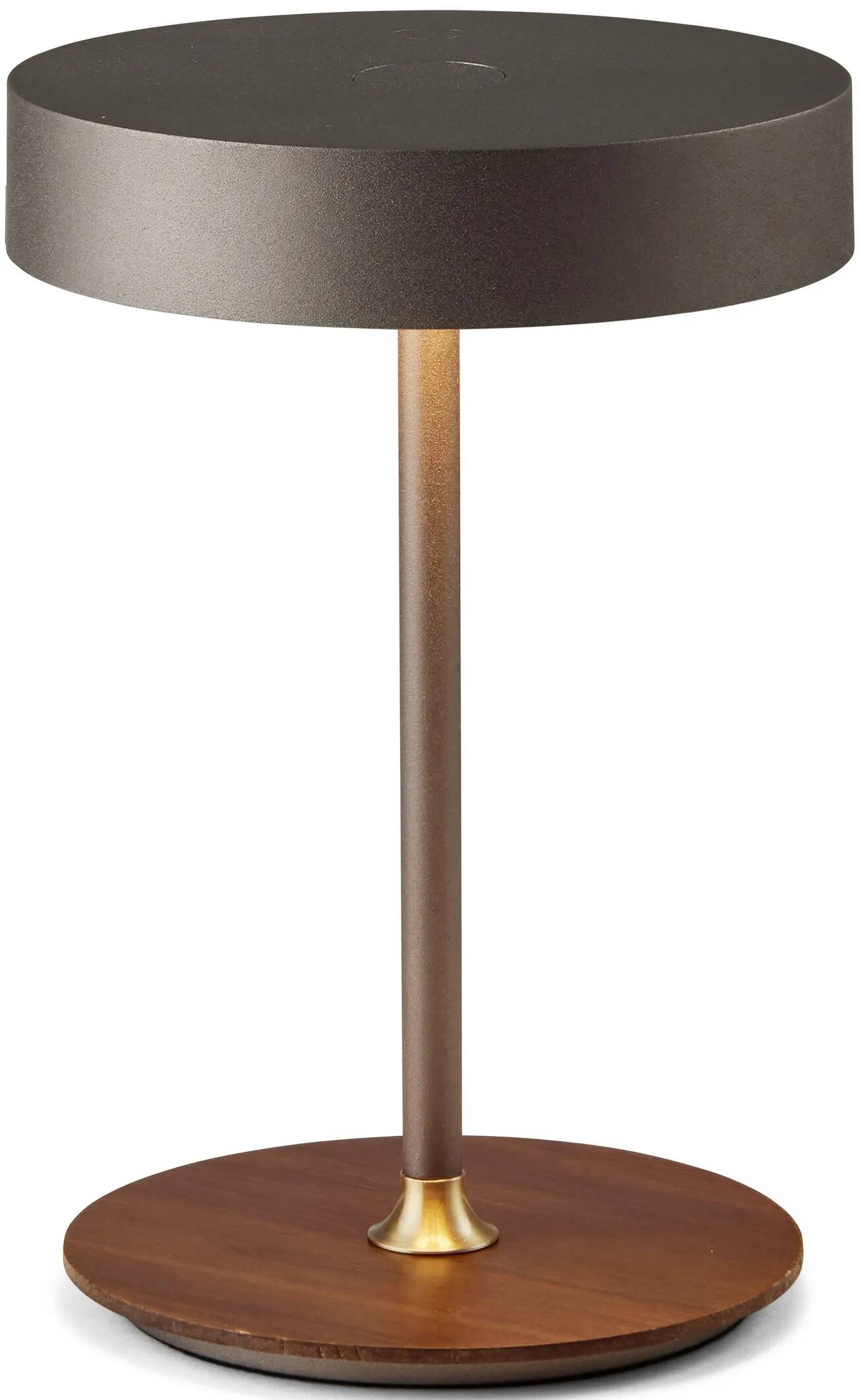 Lampe de table à LED en bois et métal anthracite et laiton antique H19