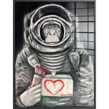 Tableau acrylique Space Monkey noir