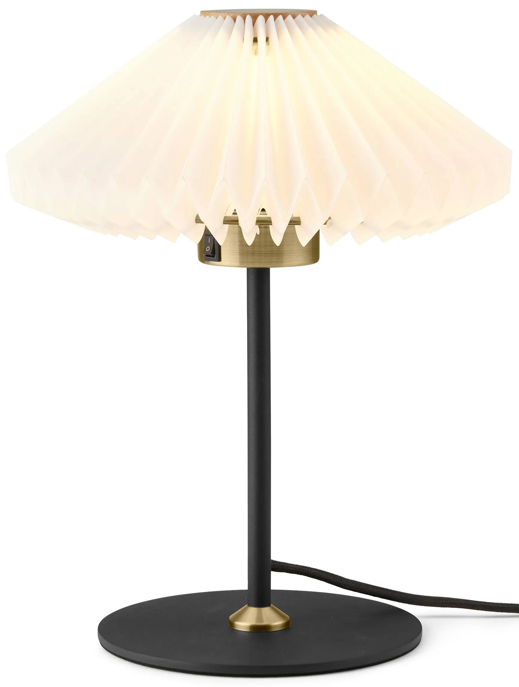 Lampe de table en PVC blanc et métal noir et laiton antique