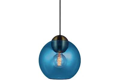 Lampe suspension en verre bleu Ø24