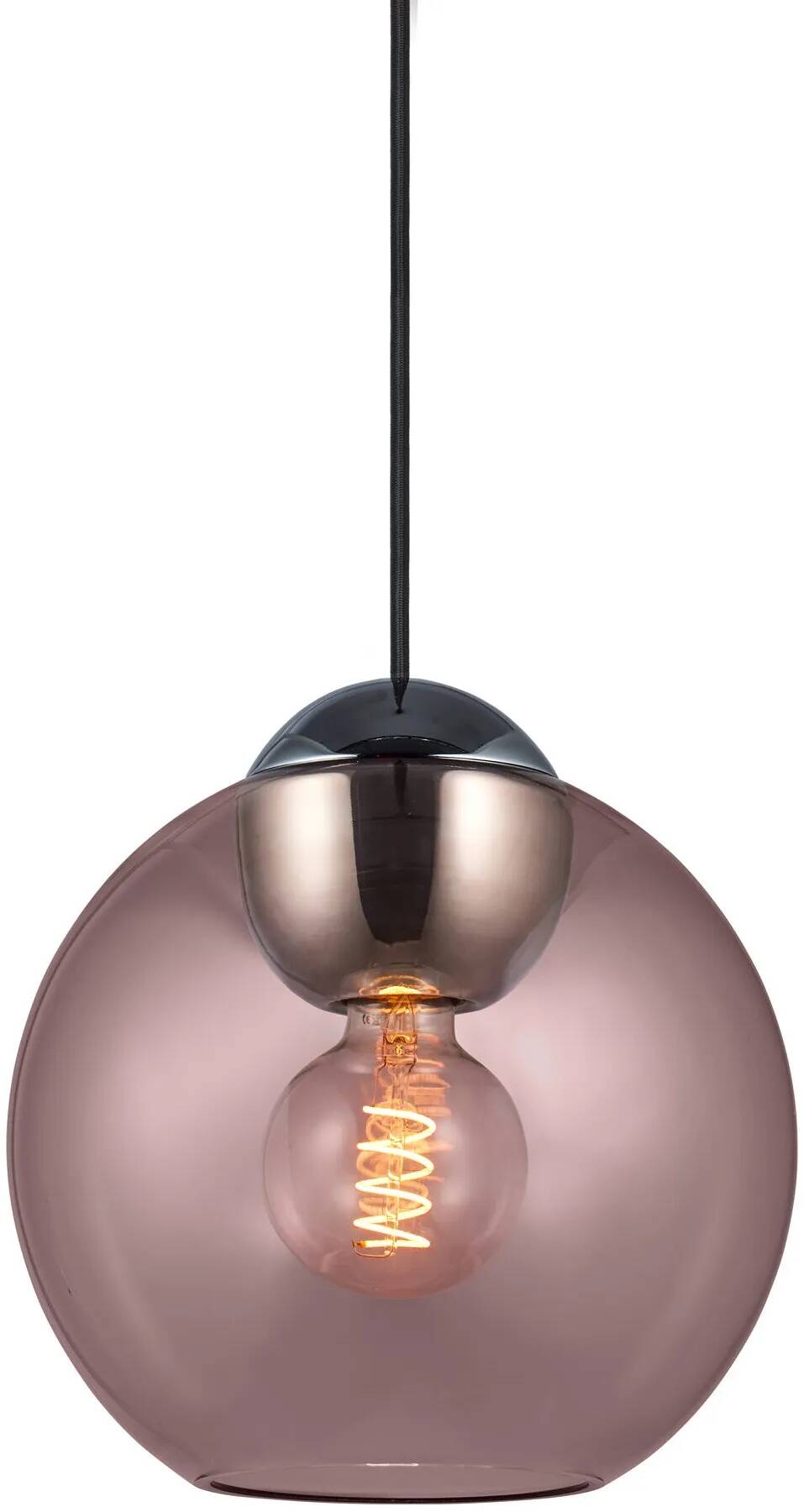 Lampe suspension en verre rose Ø24