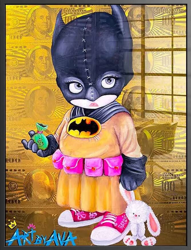 Tableau acrylique Batman Money Kid noir