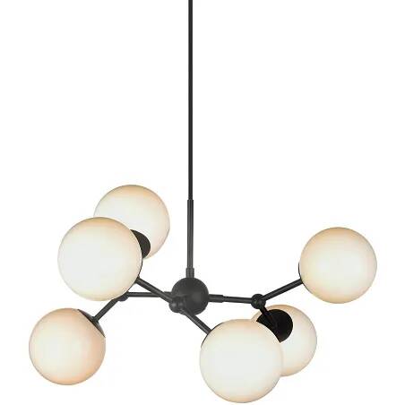 Lampe suspension en verre blanc et métal noir Ø57