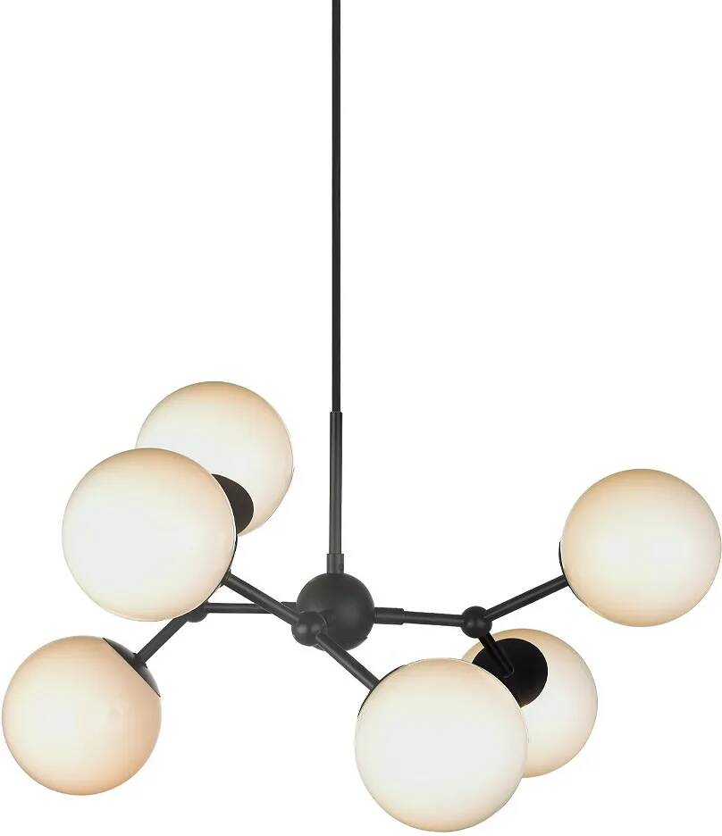 Lampe suspension en verre blanc et métal noir Ø57