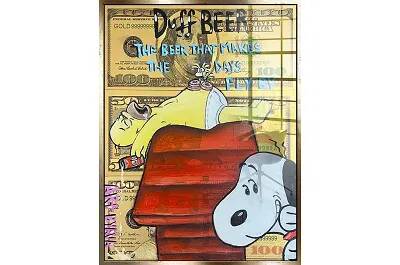 Tableau acrylique Duff Beer Magic doré antique