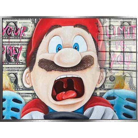 Tableau acrylique Screaming Mario argent antique