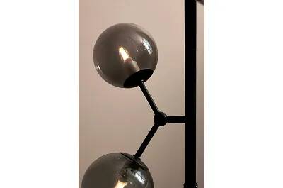 Lampadaire en verre noir fumé et métal noir H155