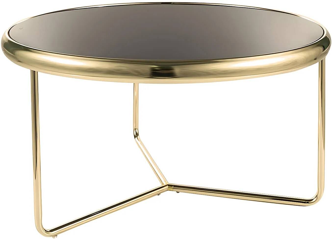 Table basse en métal doré et verre noir