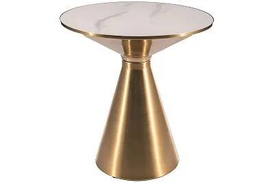 16343 - 177231 - Table d'appoint en métal doré et céramique blanc Ø50