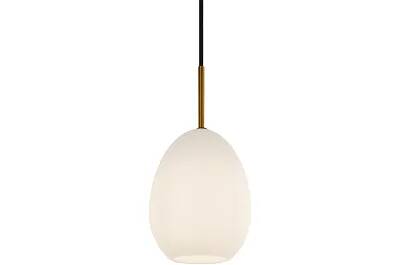 Lampe suspension en verre blanc et métal laiton Ø14