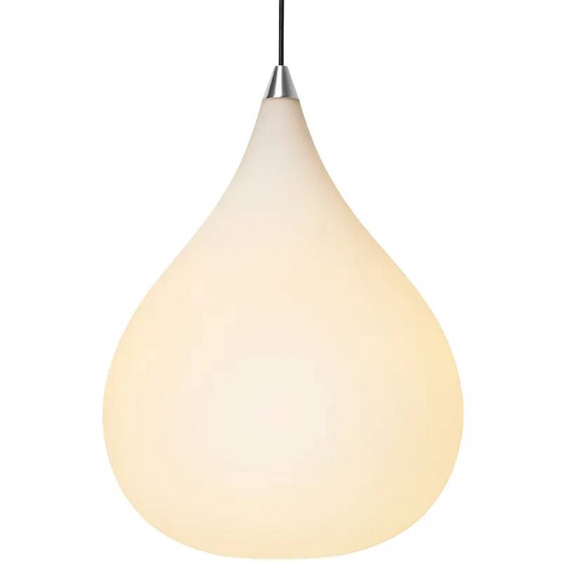 Lampe suspension en verre blanc et métal chromé Ø38