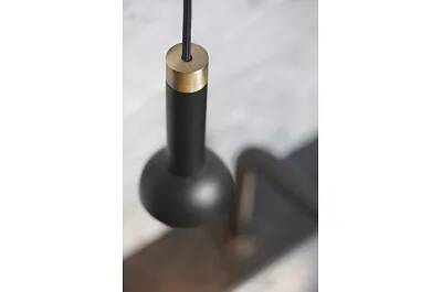 Lampe suspension en métal noir et laiton antique Ø8