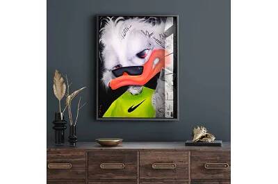 Tableau acrylique Poser Duck noir