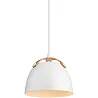 Lampe suspension en métal blanc et bois de chêne Ø16