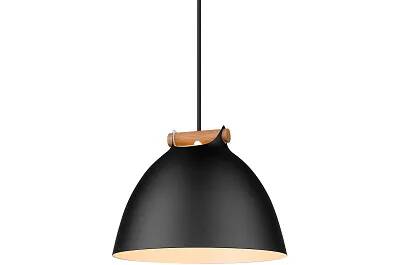 Lampe suspension en métal noir et bois Ø24