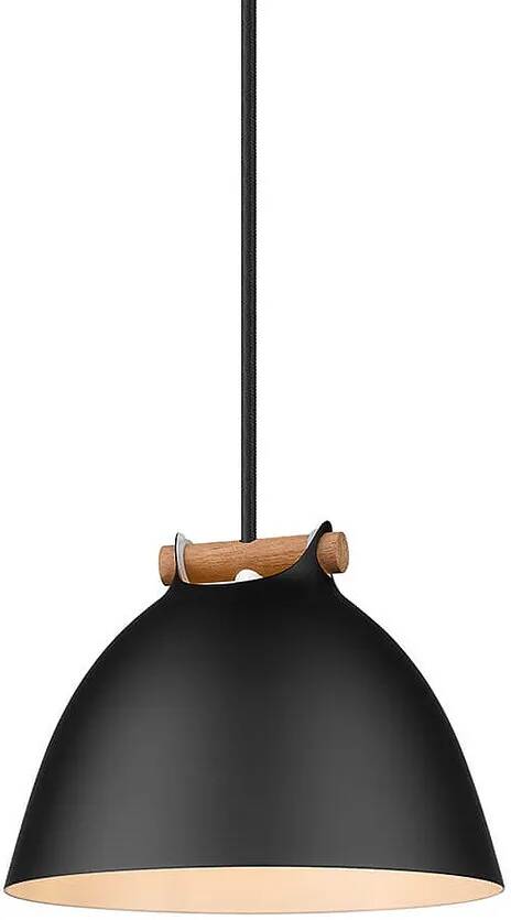Lampe suspension en métal noir et bois Ø18