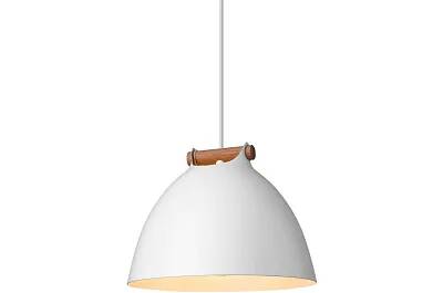 Lampe suspension en métal blanc et bois Ø24