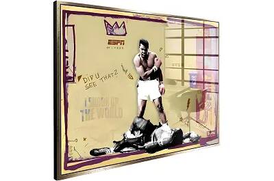 Tableau acrylique Muhammed Ali doré antique