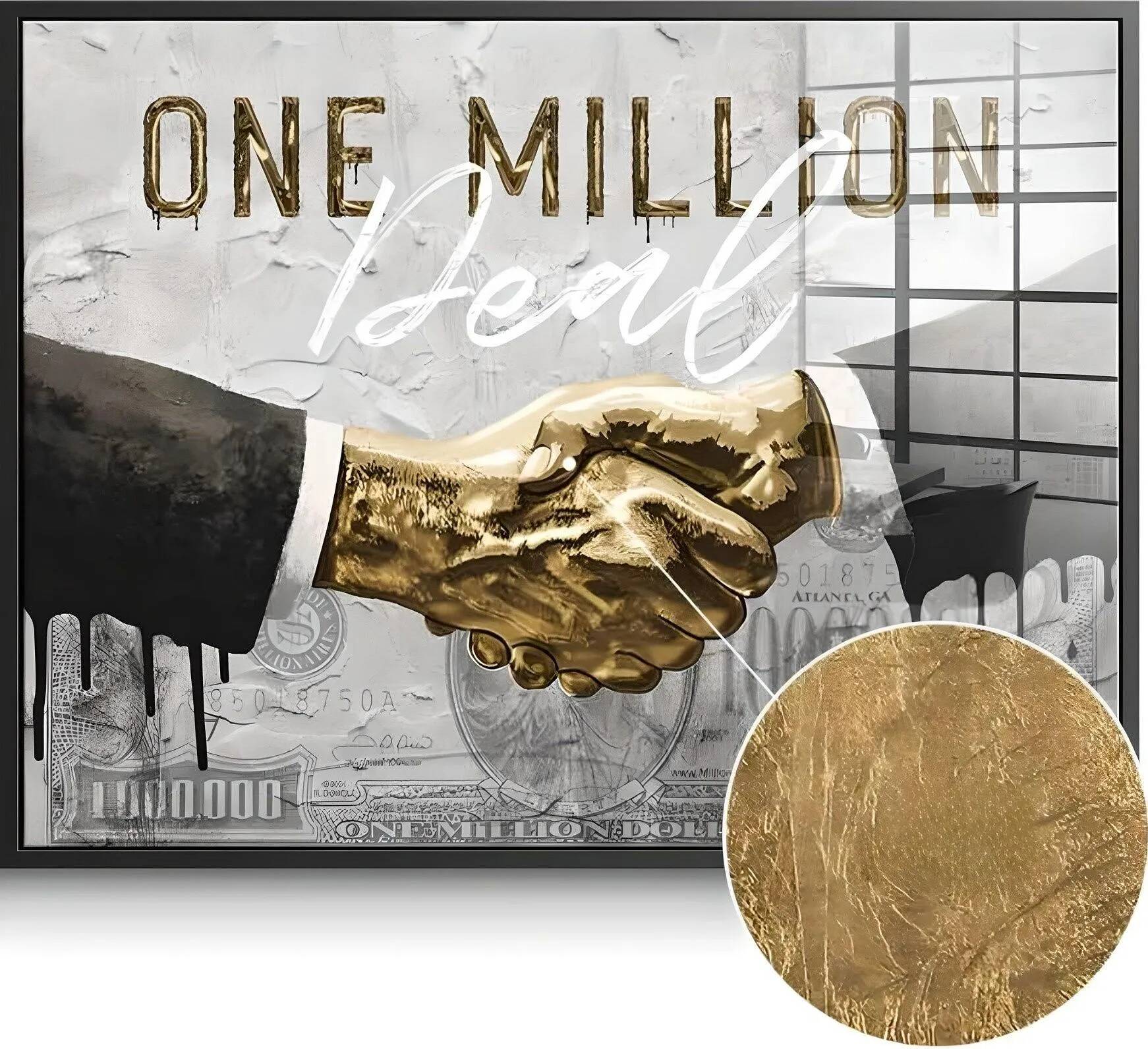 Tableau feuille d'or One Million Deal noir