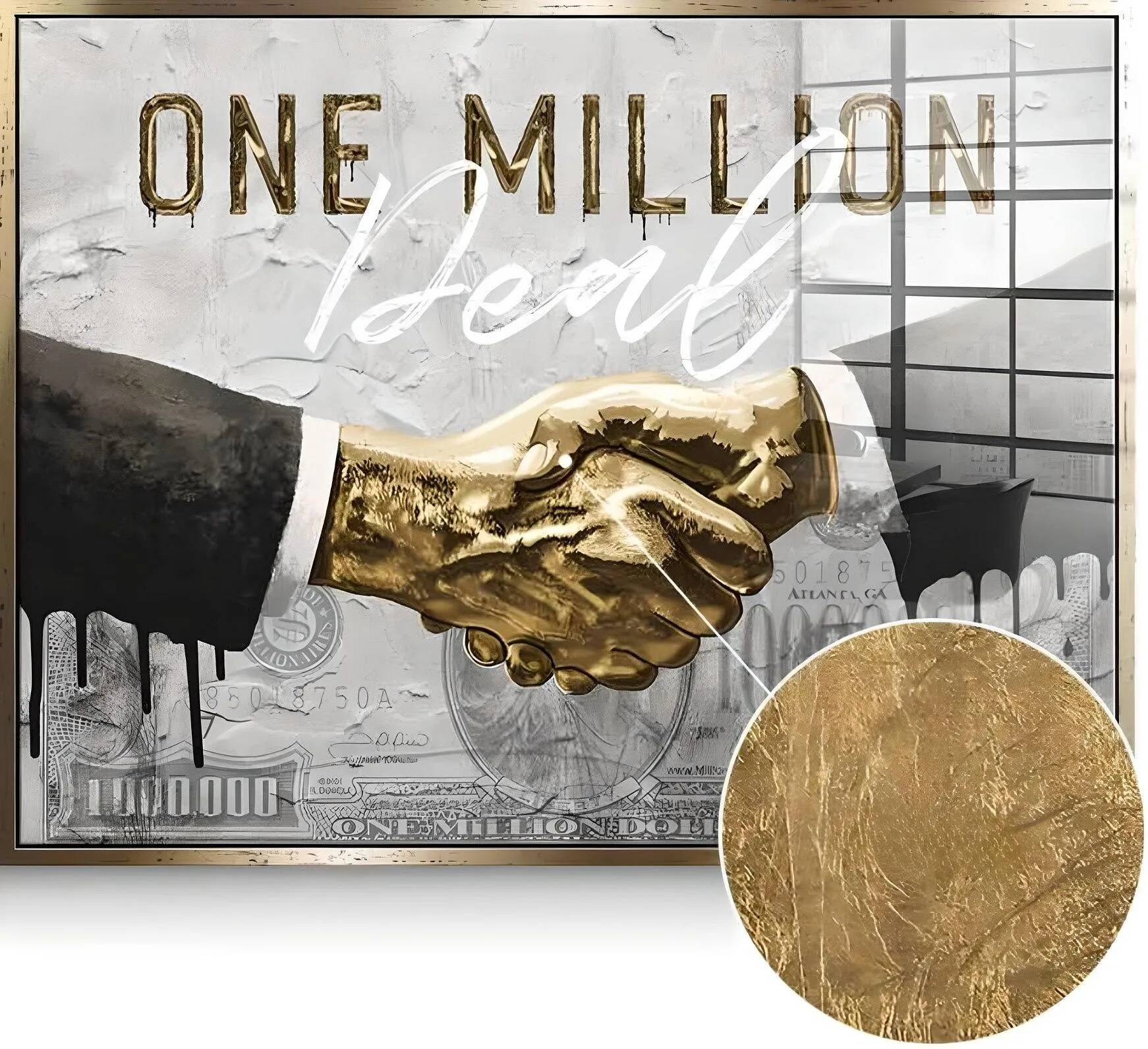 Tableau feuille d'or One Million Deal doré