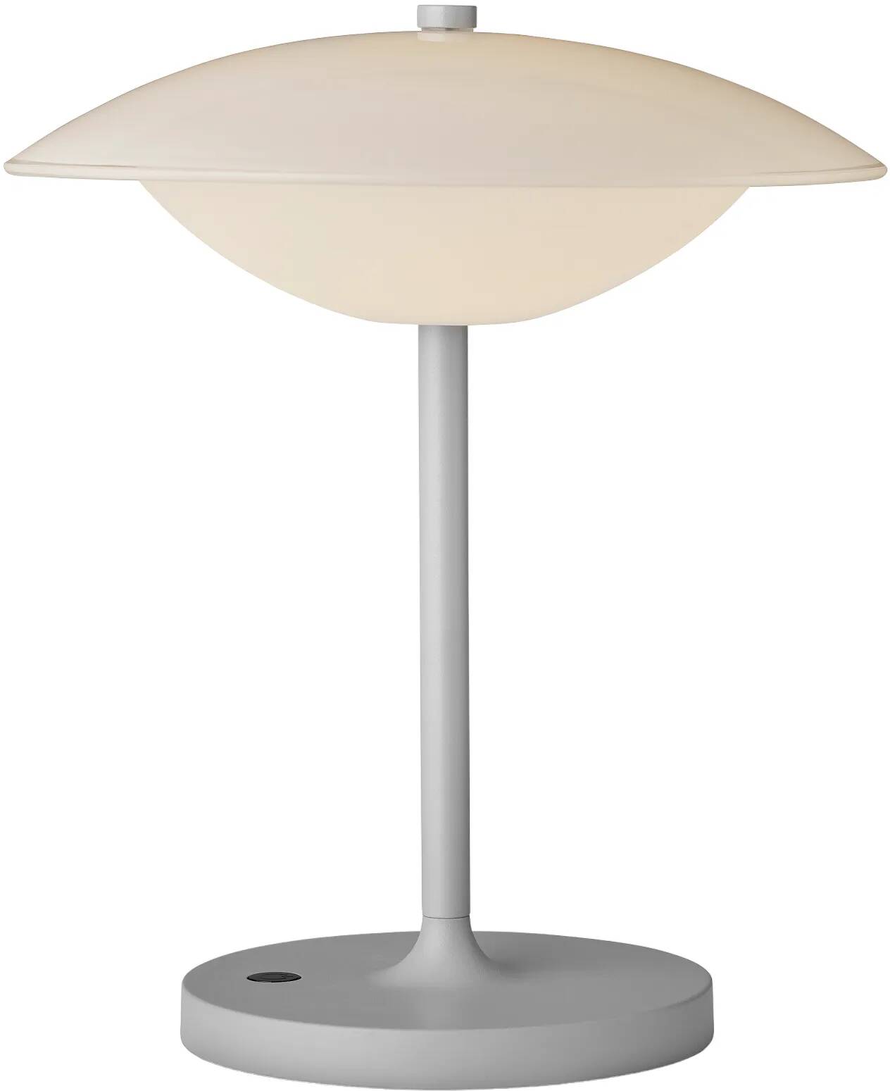 Lampe de table à LED en aluminium gris et verre blanc H28