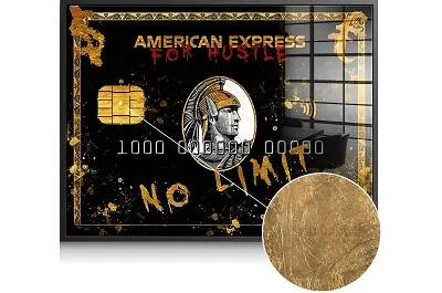 Tableau feuille d'or American Express noir