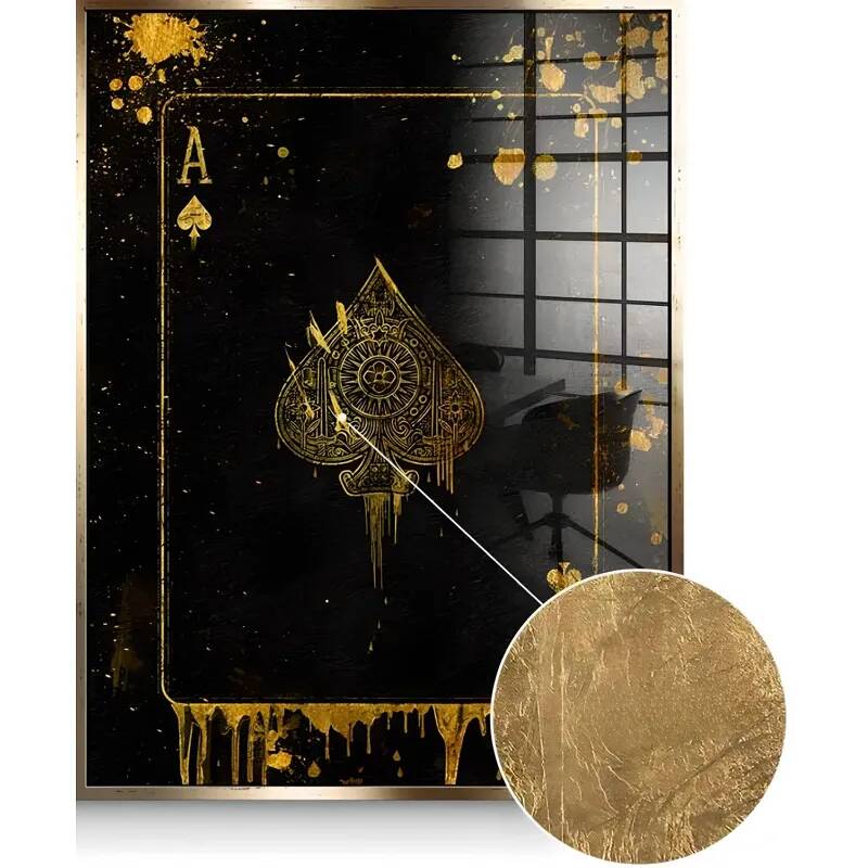 Tableau feuille d'or Ace Card doré