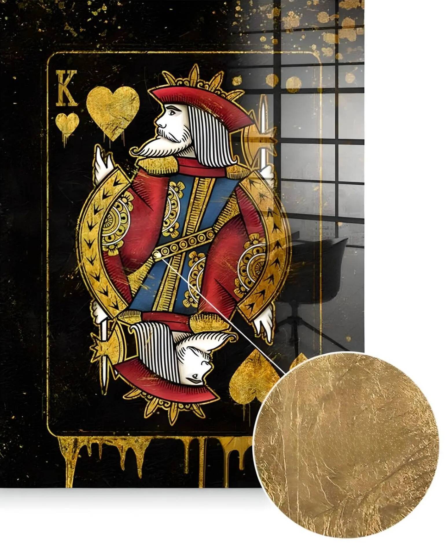 Tableau feuille d'or King Card