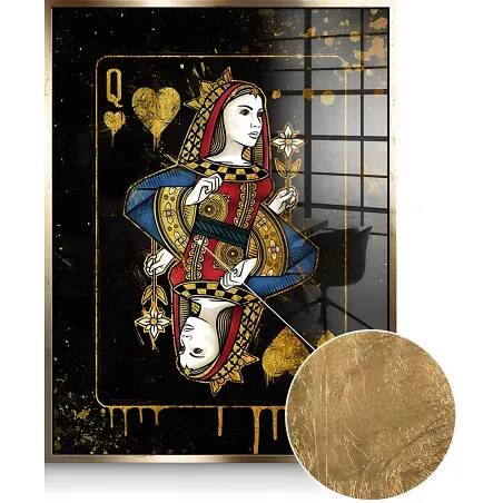 Tableau feuille d'or Queen Card doré