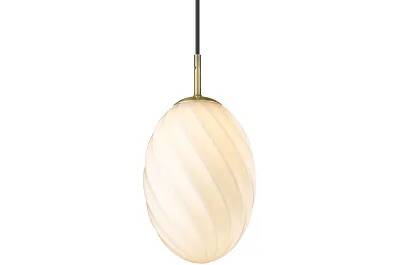 Lampe suspension en verre blanc et métal laiton antique Ø25